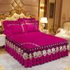 1PC Crystal Velvet Bedspread Plush Lace Bed Skirts Thin Comforter Embroidered Bedding with Pillowcases for Queen King Size