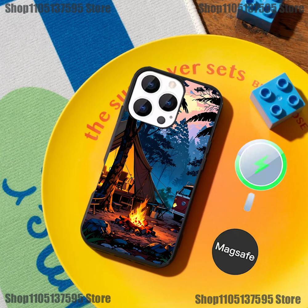 Outdoor Campings Phone Case For iPhone 17,16,15,14,13,12,11,Pro,Max,Plus,Mini,SE4,E Magnetic Magsafe Wireless Charging