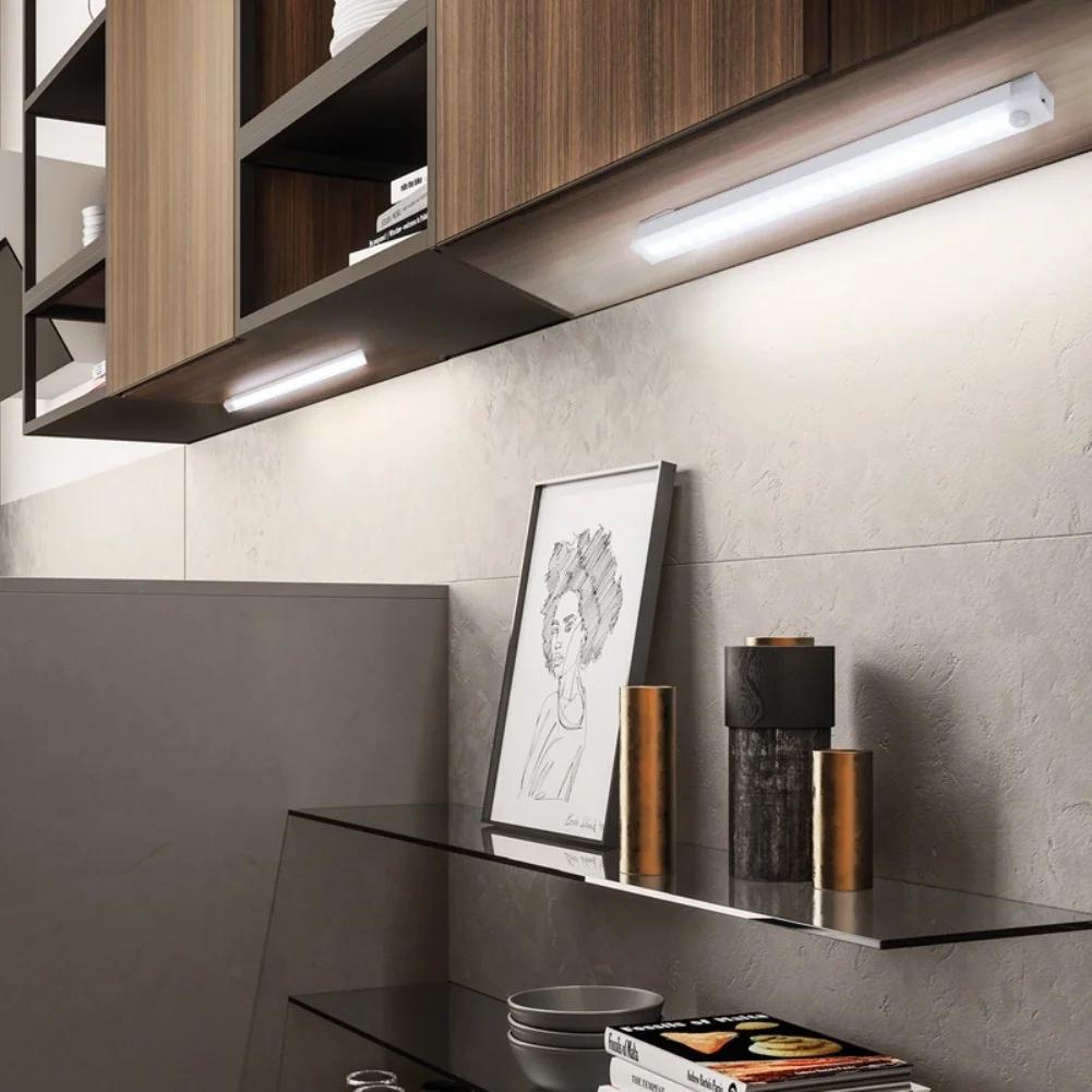 Motion Sensor LED Cabinet Light Type C Rechargeable Induction Night Light Wireless Portable Detector Lamp for Wardrobe Hallway
