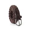 Women's Classic Retro Wax Cord Belt with Gun Black Buckle - Stylish, Thin Leather Belt for Pants & Skirts