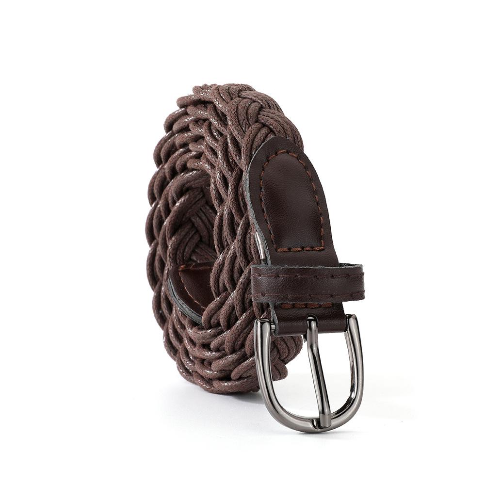 Women's Classic Retro Wax Cord Belt with Gun Black Buckle - Stylish, Thin Leather Belt for Pants & Skirts