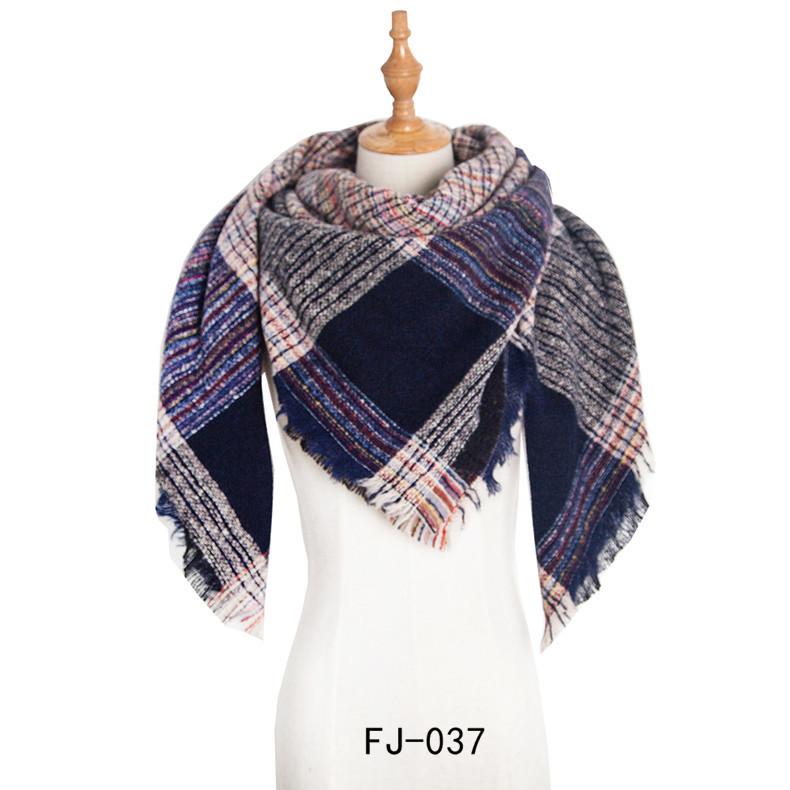 European & American Autumn/Winter Thick Double-Sided Plaid Scarf & Shawl for Women