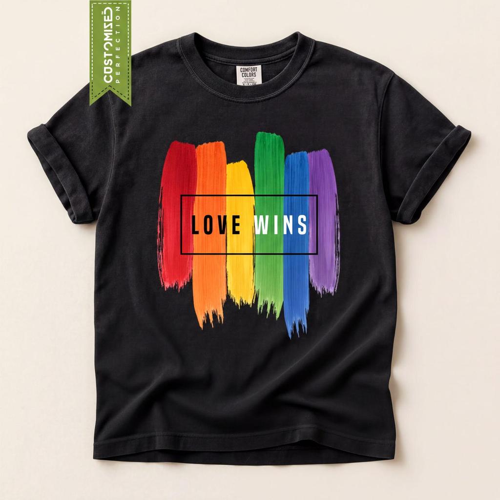 Comfort Colors® Love Wins LGBTQIA2+ Shirt, Rainbow Flag Pride Proud Tee, Gay Rights Top