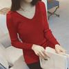 Autumn and Winter New Sweater Women's Slim and Thin V-neck Bottoming Shirt Core-spun Yarn Student Korean Version Pullover Knitted Sweater Women's