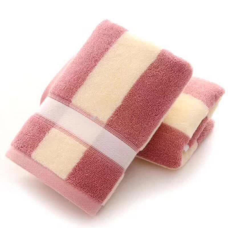 Striped Soft Absorbent Thickened Towel Pure Cotton Face Towel with Embroidery