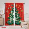 2pcs,2D Plane Printing Window Curtain Preety Christmas Tree Durable 100% Polyester Fabric (without Rod) Decorations Inside for