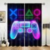 Lightning Blue Red Gamepad Patterned Curtain For Bedroom Space Living Room Space Playroom Window Drapes Wall Decors With Free Accessories