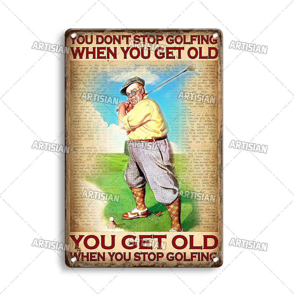 Artisian Golf Golfer Metal Sign Sport Tin Plaque Vintage Decorative Poster Wall Decor Garage Bar Pub Club Hotel Cafe Kitchen