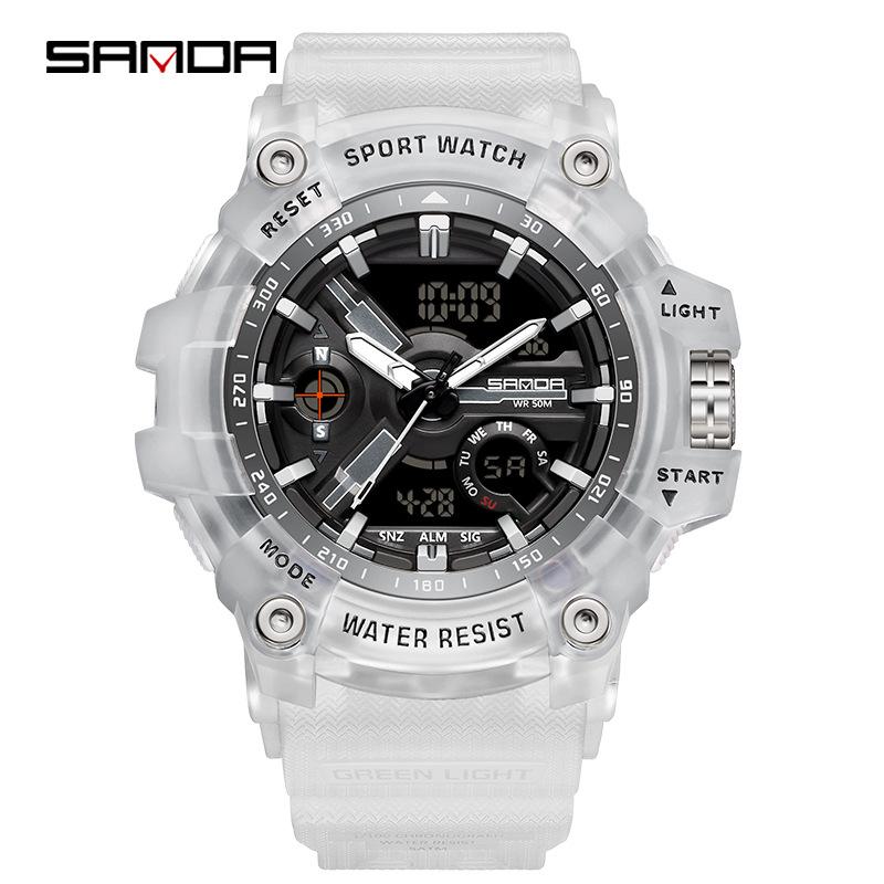 SANDA Jugend Trend Schwarz Tech Multifunktionale Wasserdichte Stoßfeste Herren Elektronische Uhr