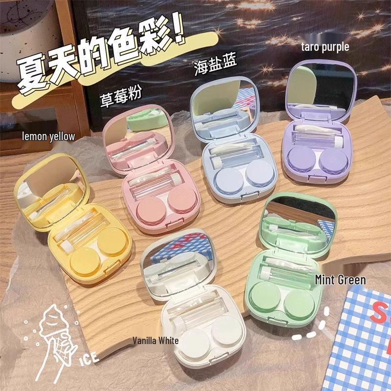 Invisible Contact Lens Case with Mirror: Small, Leak-Proof, Double-Compartment Storage