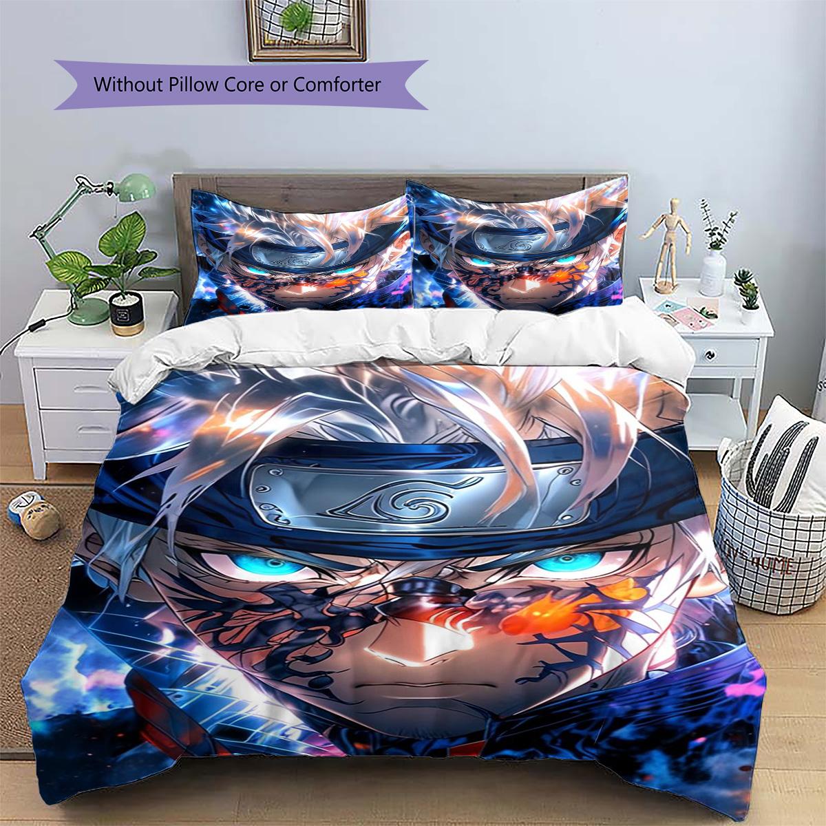 

Naruto Uzumaki Patterned Pillowcase & Duvet Cover Set Anime Lifestyle Themed Bedding for Bedroom Nice Gift.-TING 135x200cm