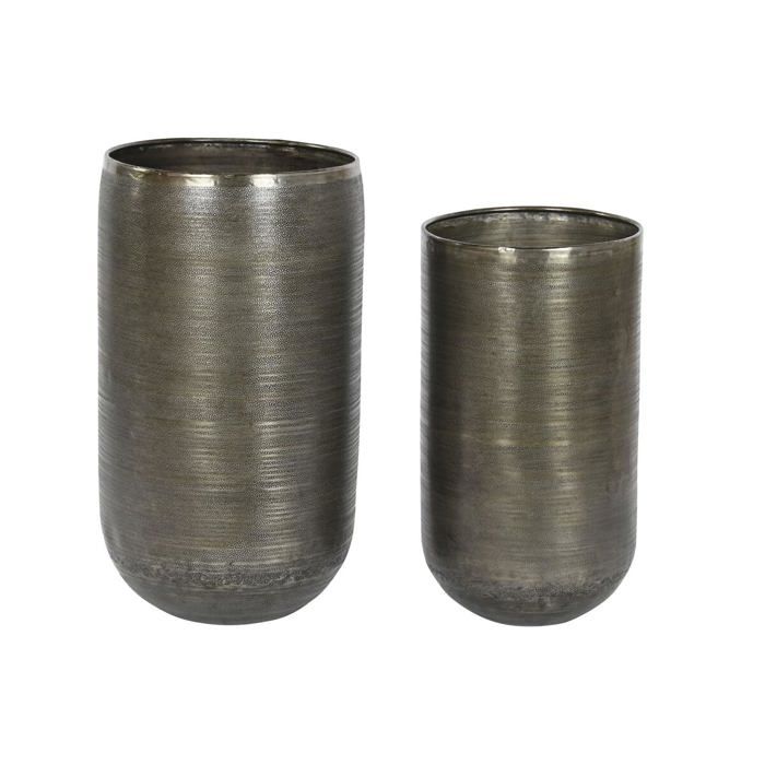 Set of Aluminium Planters - Home ESPRIT - 34.5x36x63 Cm - Multicoloured - Antique - Square - Outdoor Use