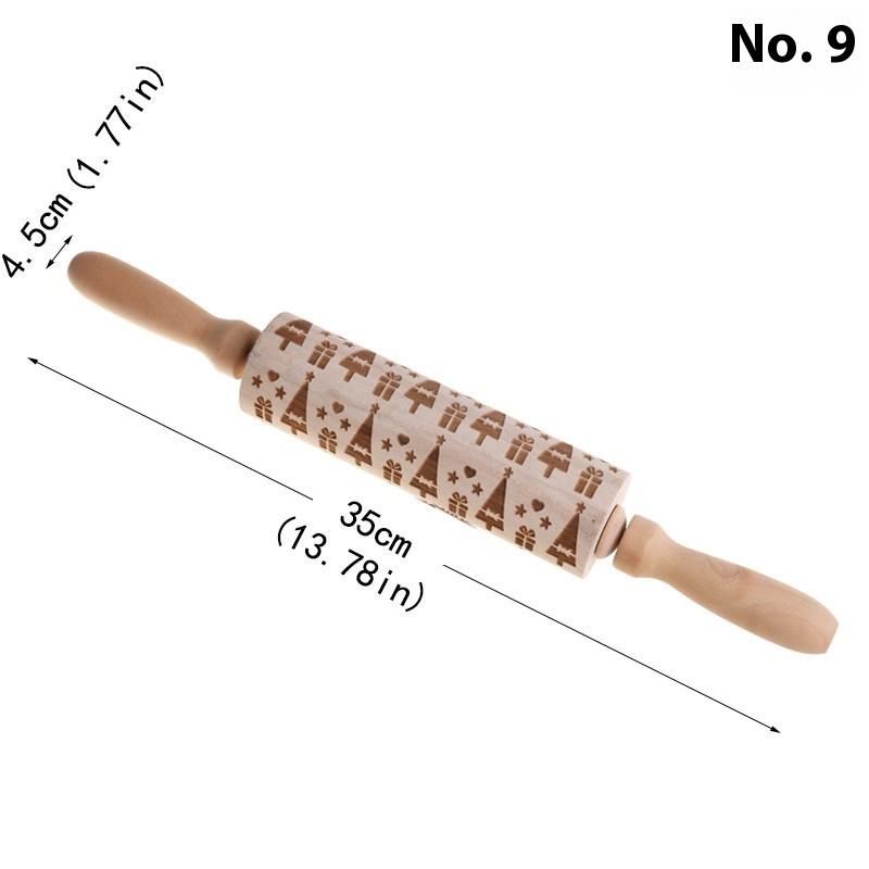 

Рождественские 35X4.5 см Деревянные Скалки Качалка Снежинка Лось Гравированные Для Выпечки Печенья Скалка Для Торта С Узором Для Выпечки 3D Форма