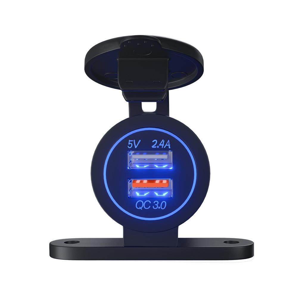 Auto Car Charger Quick USB Port Cigarette-Lighter Laptop Charger Portable Adapter with Switch Power Port Outlet Converter Combo-car Charger