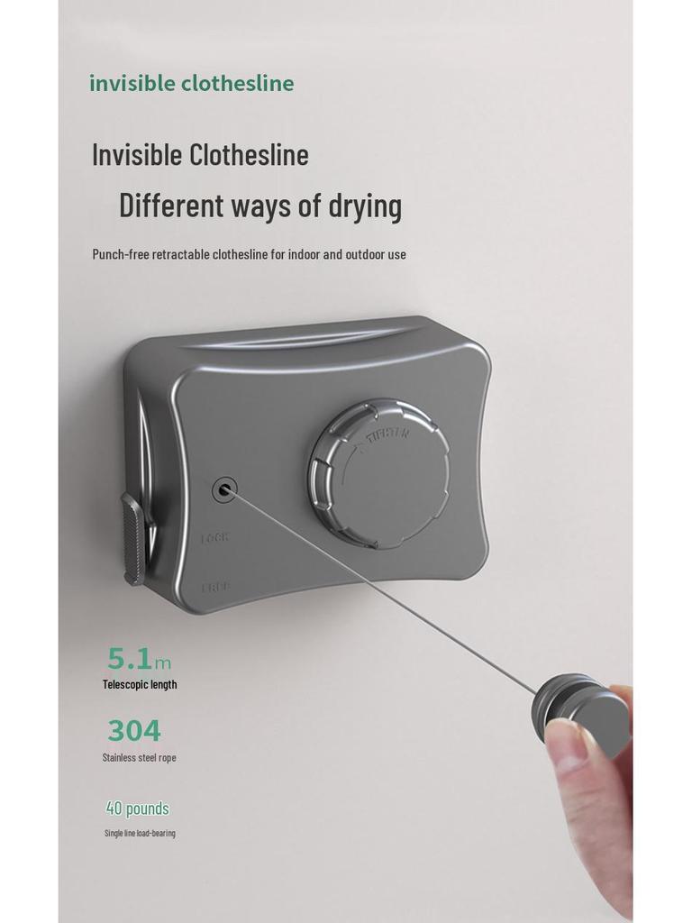 Invisible Punch-Free Retractable Indoor Clothesline for Balcony and Bathroom