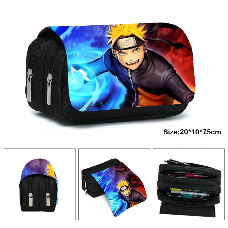 Naruto Uzumaki Federmäppchen Große Kapazität Zweilagig Cartoon Federtasche für Schüler