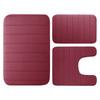 Set di 3 Tappetini da Bagno in Velluto con Memory Foam Assorbenti Antiscivolo Extra Morbidi Lavabili in Lavatrice e Asciugatrice Tappetino per Pavimento del WC