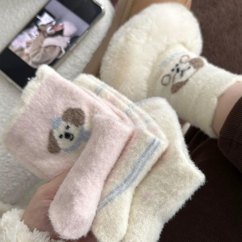 Female Autumn and Winter Thickened Warm Cartoon Cute Tube Cotton Socks