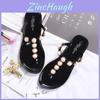 Exquisite Women Pearl Flat Beach Flip-flops Slippers For Summer Comfort And Style