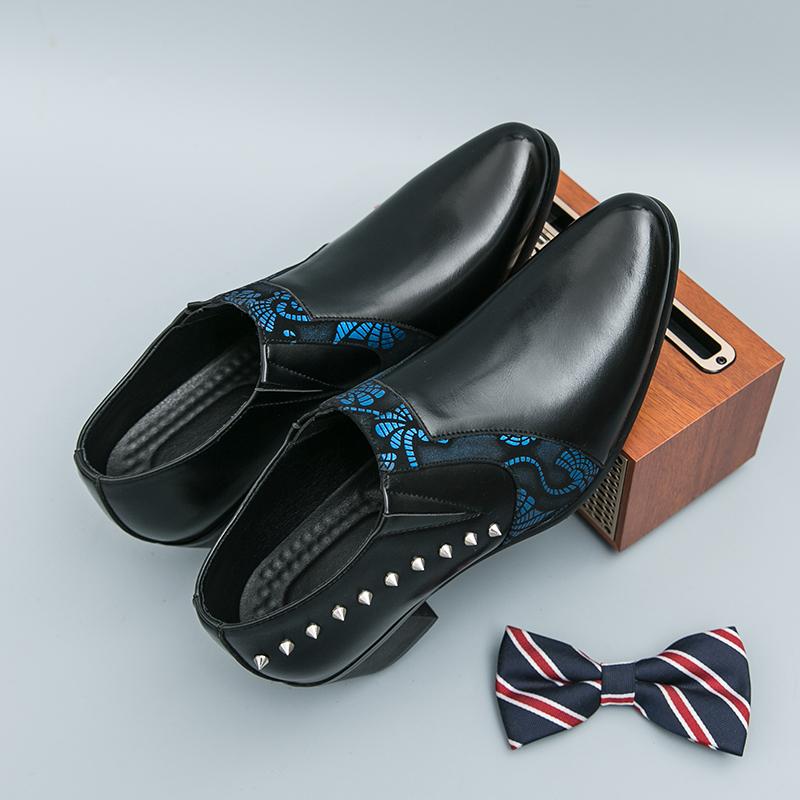 Fashion Men Fashion Pointed Handmade Dress Shoes Luxury Artificial Leather Shoes Daily Wear Men High-heeled Business Casual Office Shoes