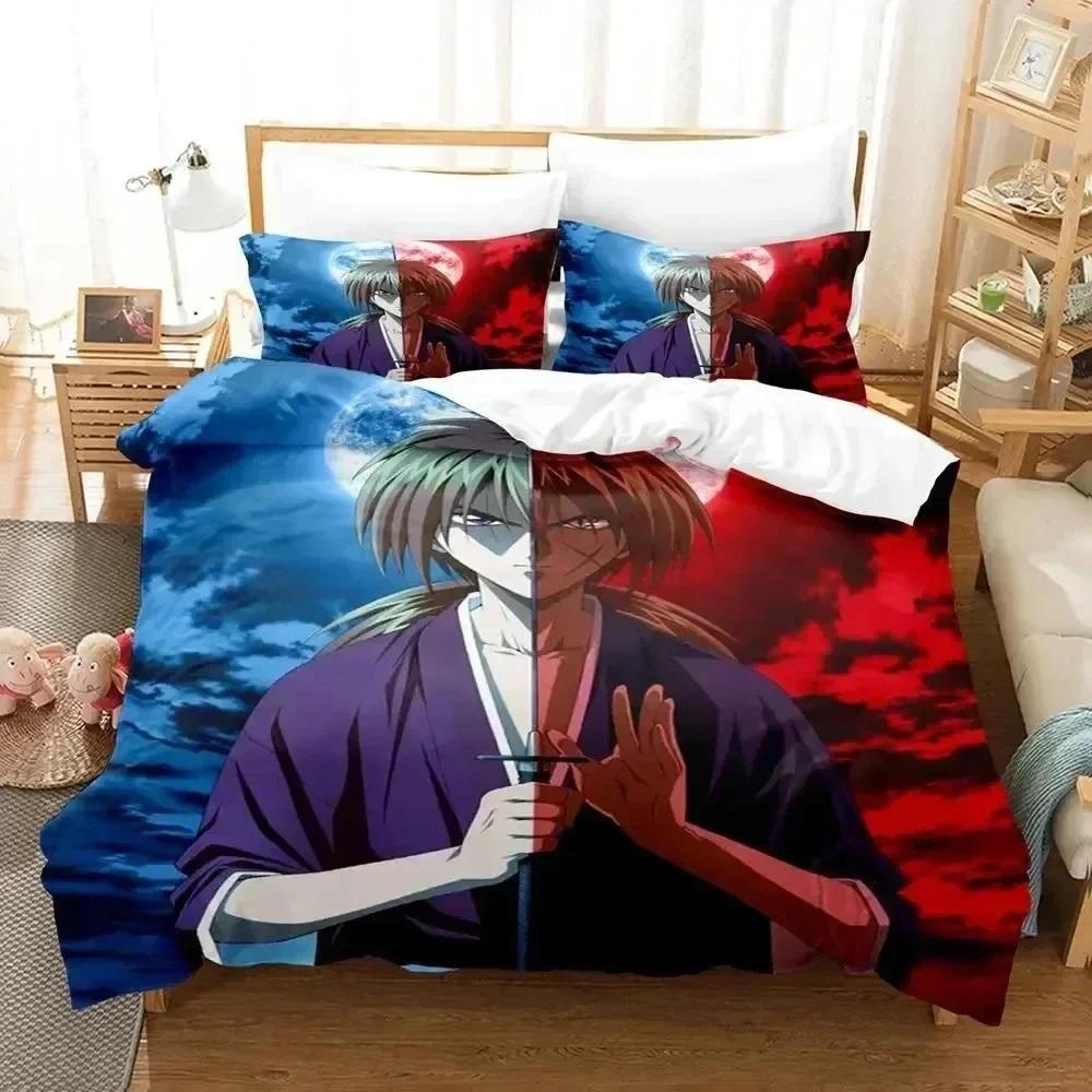 Comforter 3D Print Anime Rurouni Kenshin Bedding Set Bed Set Queen Boys Adult Bedding Set