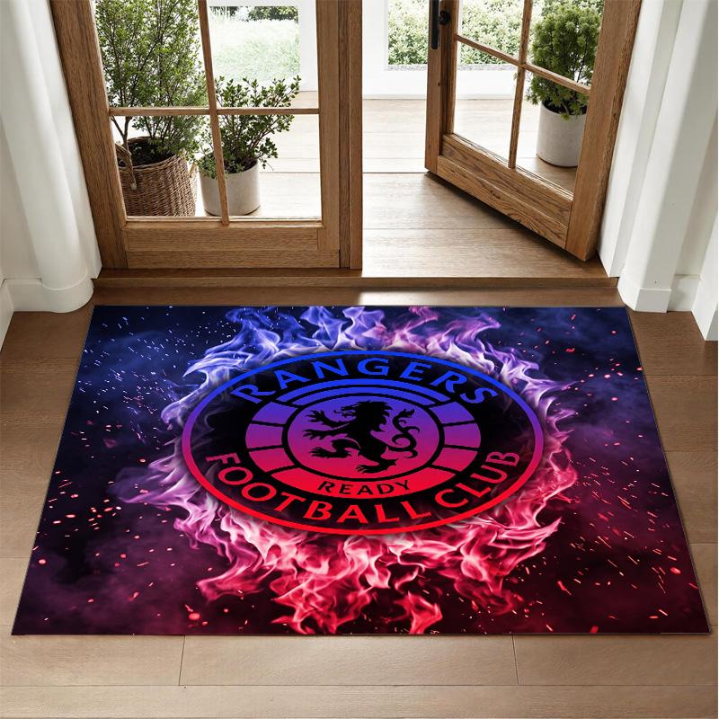 Rangers FC Design Crystal Velvet Rug Soft Decorative Mat for Bedroom Entrance