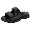 Coach Lambskin Double Strap Open Toe Flat Slide Sandals Women sandals Black CBN30-BLK