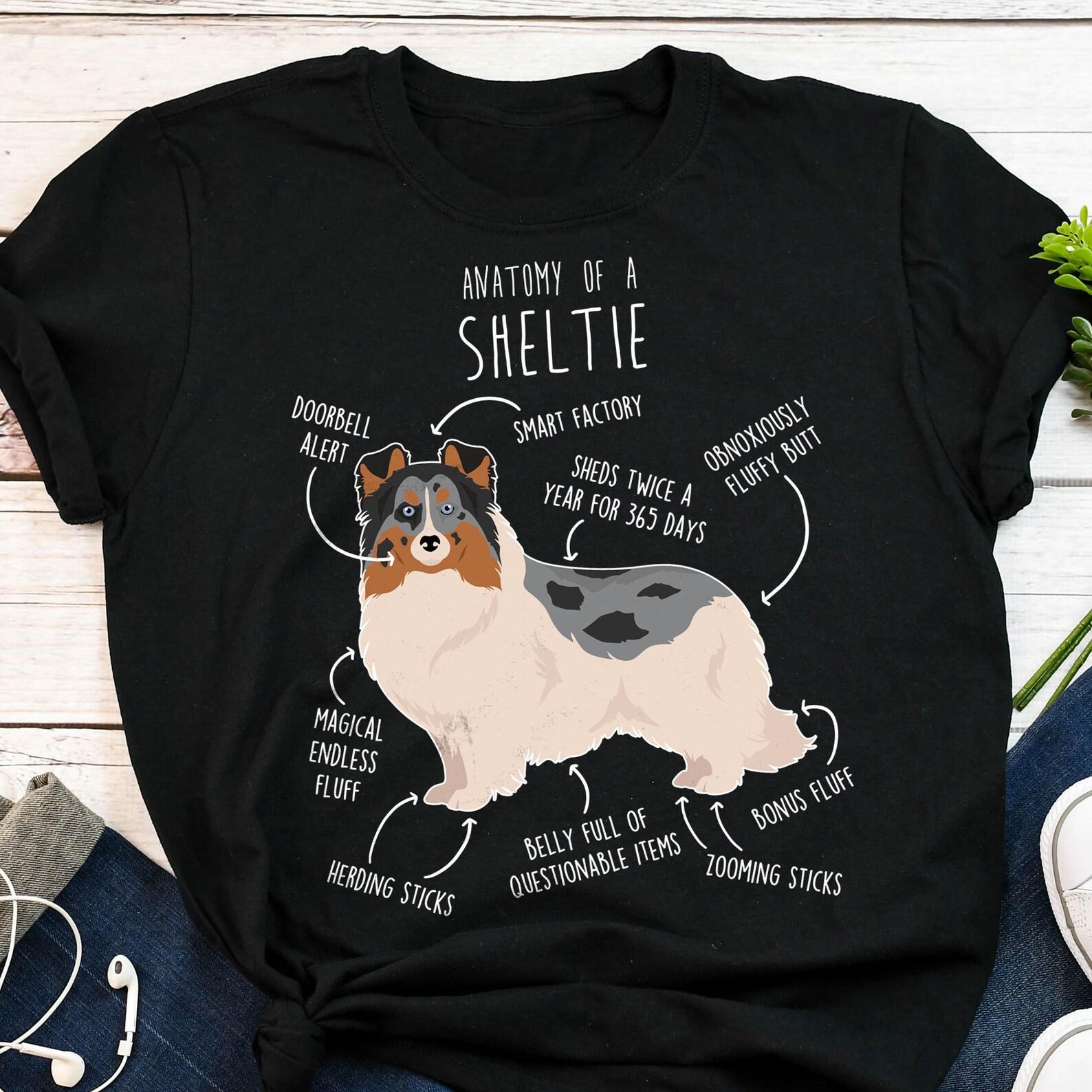 Sheltie Shirt, , , Funny Dog Lover Gift Cute Color Headed White Shetland Sheepdog T-shirt Pet Tee Sheltie Mom Dog Dad Top Blue Merle 100