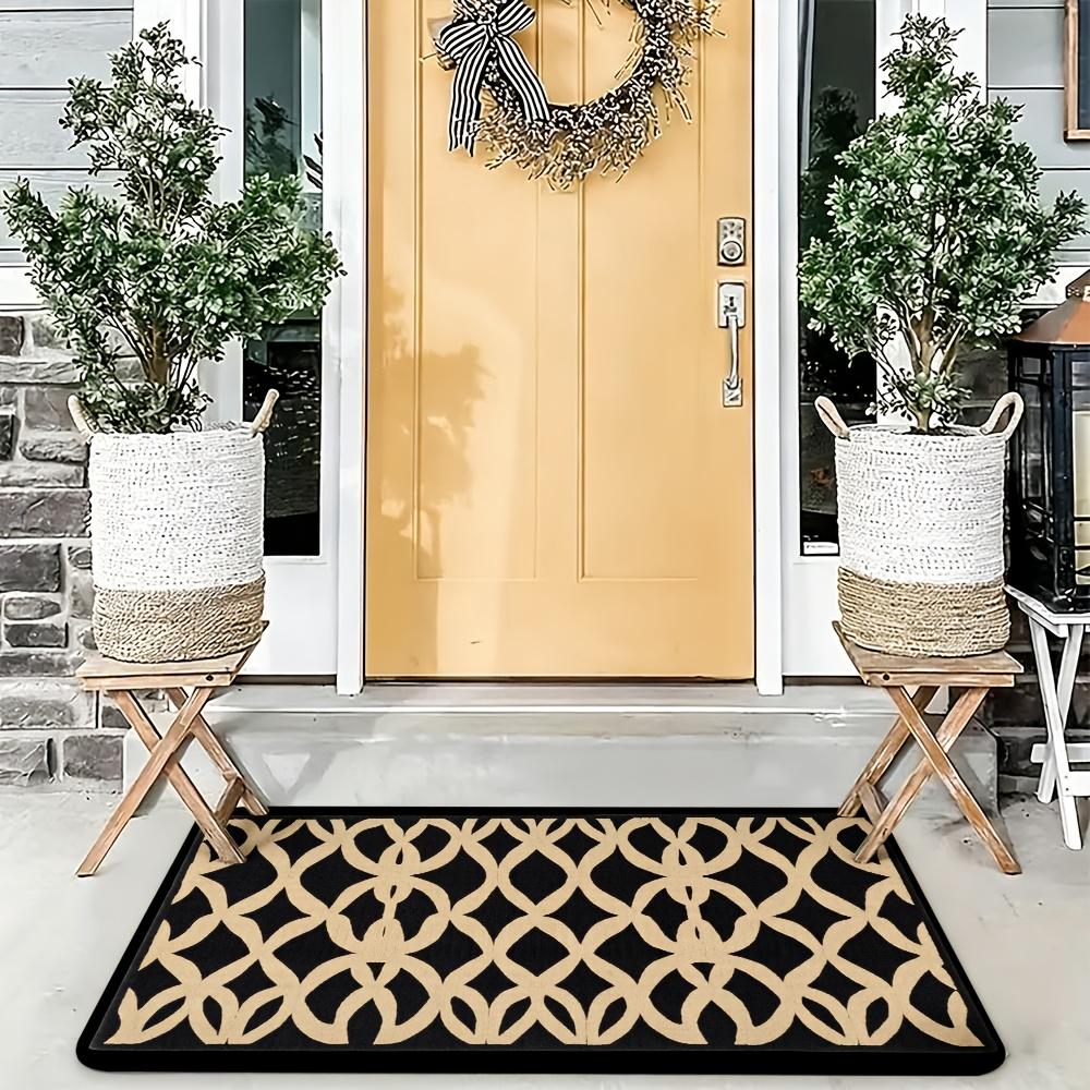 Modern Geometric Welcome Door Mat for Entryway Floor Rug Indoor Hallway Mat House Decor 40x60cm Black Beige