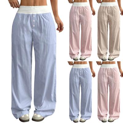 Modische Lässige Gestreifte Weite Hosen für Damen