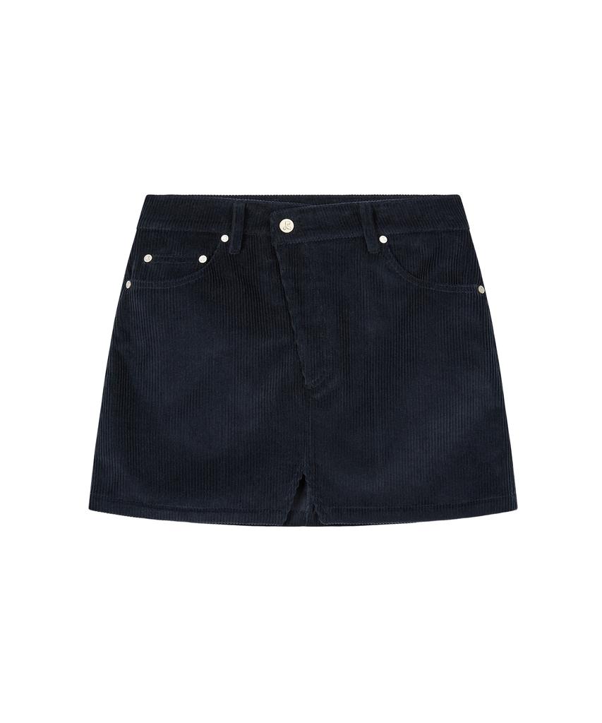 Rest And Recreation Coduroy Unbalance Skirt - Navy