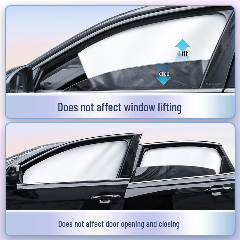 Magnetic Titanium Silver Car Side Window Sunshade Privacy Curtain