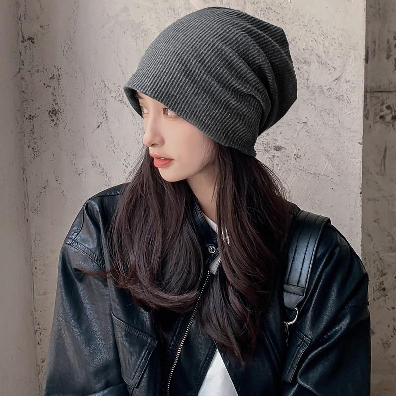 New Style Big Head Circumference Pile Hat for Men Spring and Autumn Pullover Cap Baotou Knitted Hat Hip Hop Cold Hat Woolen Hat for Women
