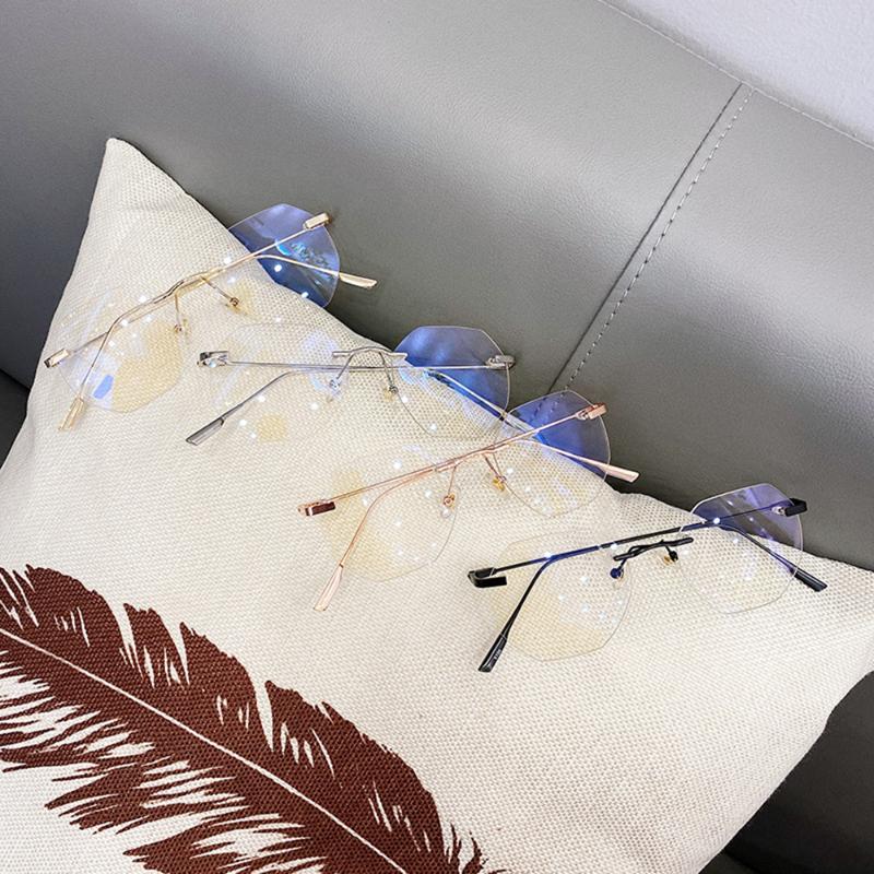 NEW Clear Blue Light Blocking Rimless Glasses Clear Myopia Frameless Eyeglasses for Men Women Optical Spectacle Frames