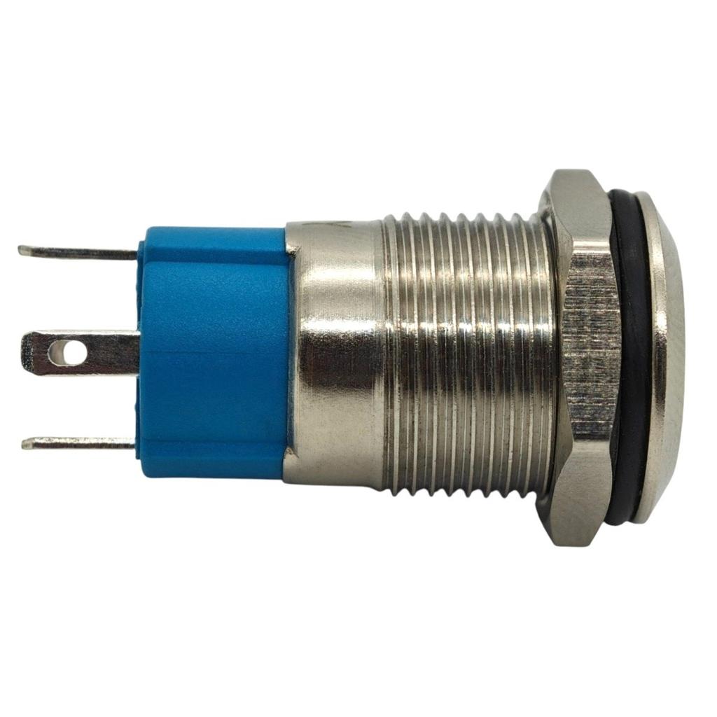 Włącznik świateł przeciwmgielnych LED 12mm chrom chwilowy + gniazdo