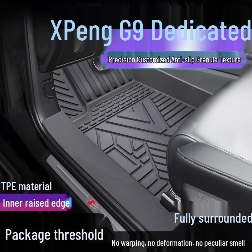 Xiaopeng G9 TPE Full Coverage Waterproof Floor Mats with Door Sill Protection. Single Layer Upgraded