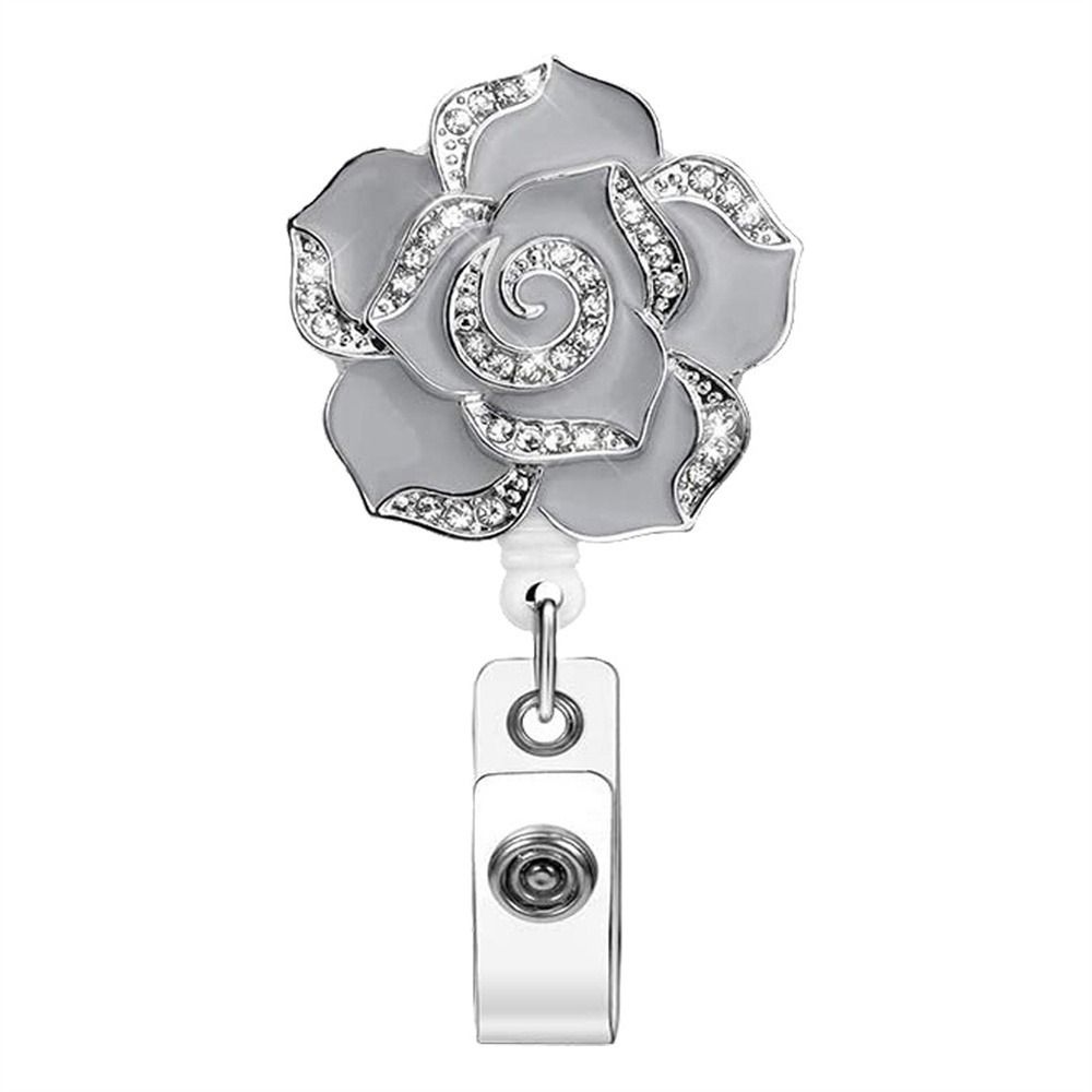 Flower ID Card Badge Clip  Badge Reel Certificate Clasp Badge Holder Retractable Badge Reel