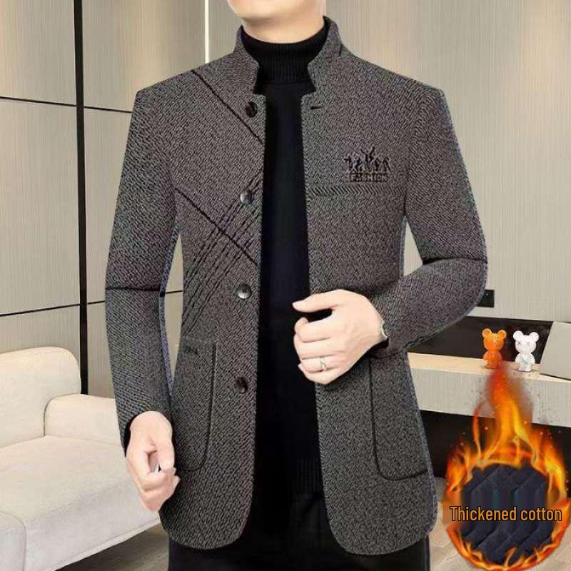 Herren Herbst/Winter Samt Slim Fit Stehkragen Jacke