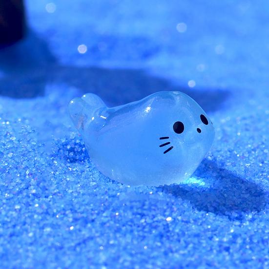 6 Stück Miniatur-Robben-Ornamente mit leuchtendem Licht Langlebige Harzfiguren Niedliche Robbenform Auffällige dekorative Sammlerstücke