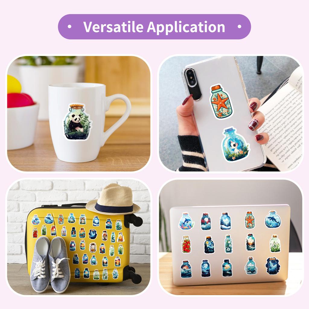 50PCS Calm Bottle Healing Stickers, Graffiti Journal & Luggage Decorative Stickers