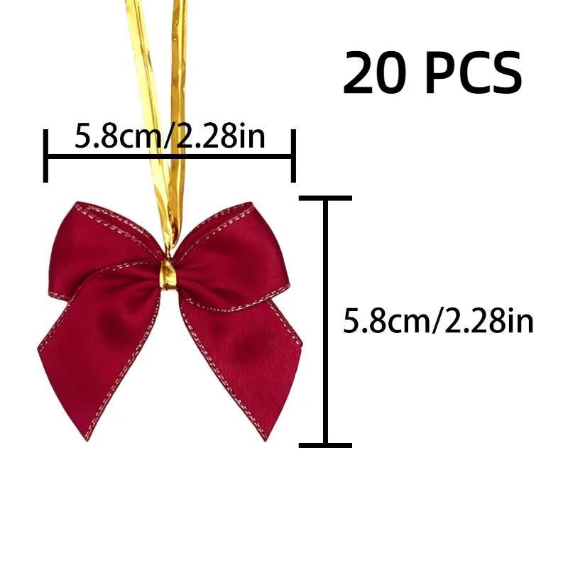 Mini Bow Red Gold Ornament Xmas Bowknots For Christmas Tree Gift Wrapping Wreath Wine Bottle Party Decoration Accessories