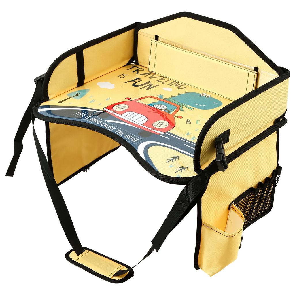 Kids Car Seat Tray Foldable Travel Baby Children's Table Lap Tray Portable Waterproof Multiple Pockets for Dining Drawing