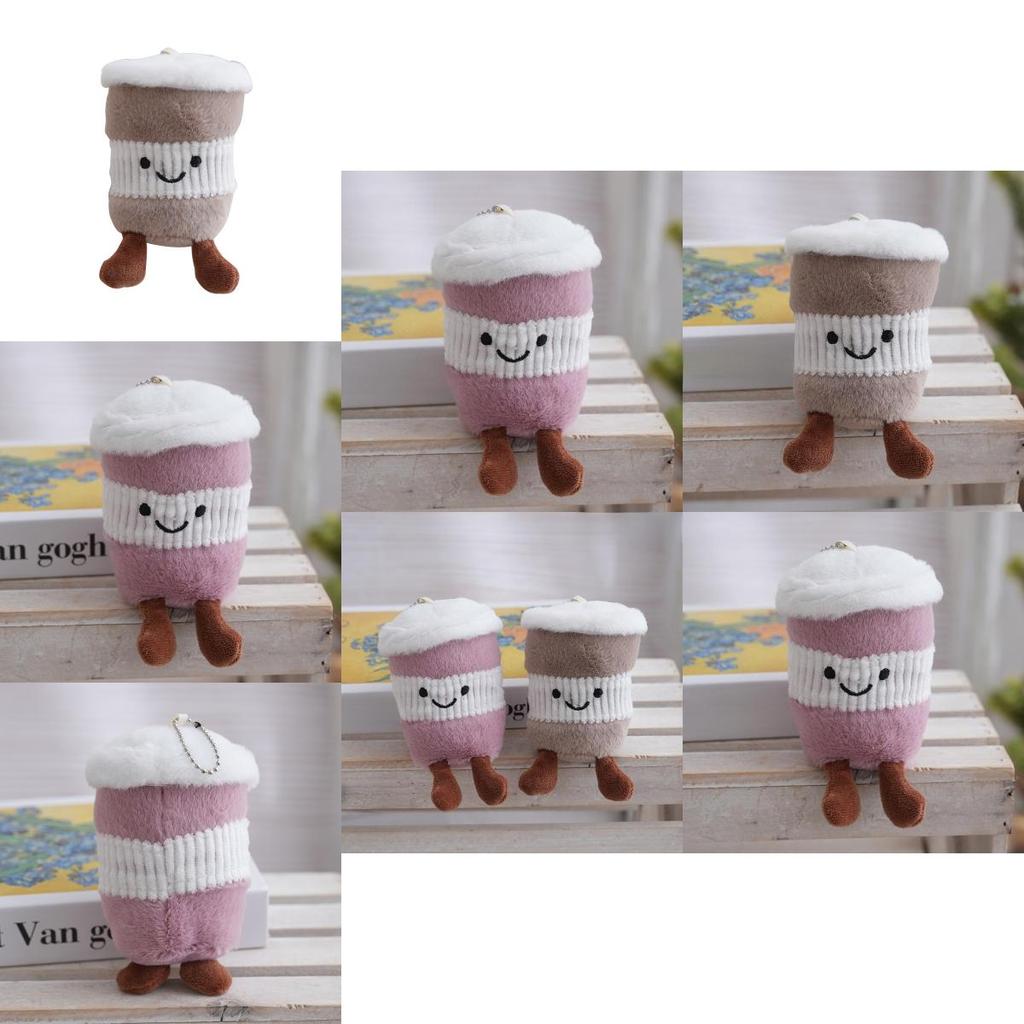 Plush Keychain Cute Cartoon Coffee Cup Pendant With Pp Cotton Filling For Bag Decor And Gift