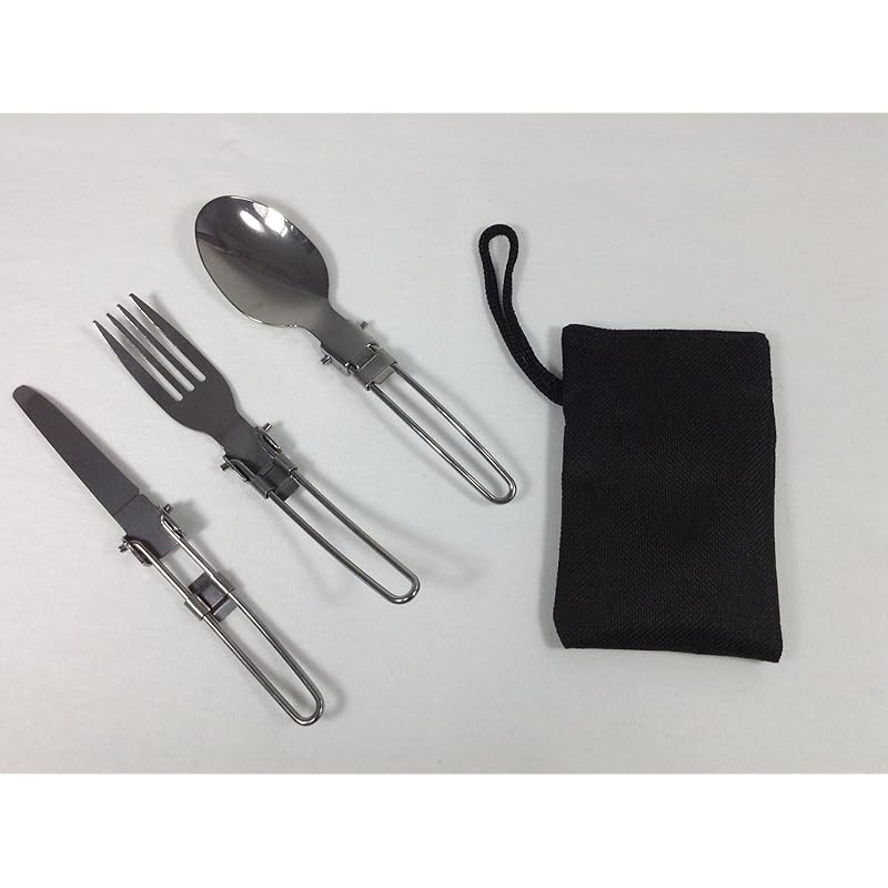 

outdoor cutlery 3 piece set knife/fork/spoon (stainless) Comes with storage bag Goods