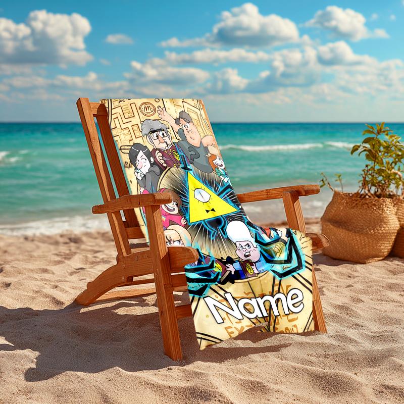 Personalized customized proof beach towel with Gravity Falls pattern - soft, absorbent,quick-drying,perfect swimming,camping&bathing