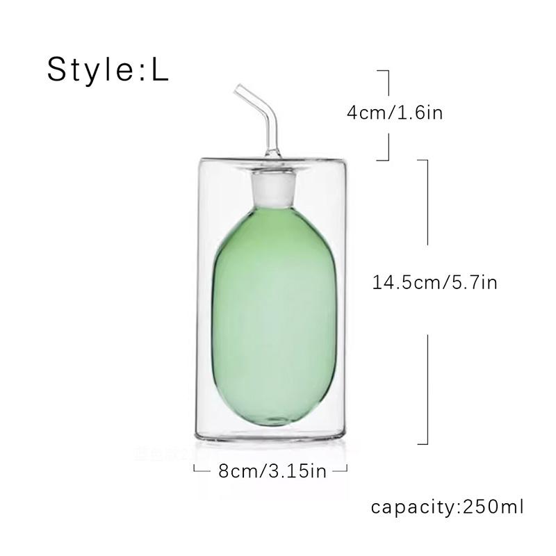 Double Glass Oil Jug Oil Tank Vinegar Jar Seasoning Bottle Olive Oil Jug Kitchen Utensils Transparent Color Seasoning Tools