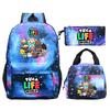 Toca Life World Print Backpack with Lunch Bag & Pencil Case 3pcs Set School Bag Lightweight Student Backpacks Boys Girls Bookbag