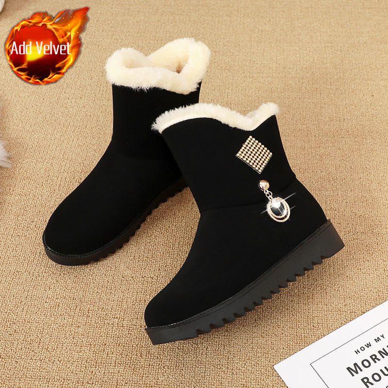Fashion Cotton Round Toe Gray Work Woman Shoes Booties 2025 New In Large Size Warm On Promotion Rock Offer Trend Snow Boots for Women
