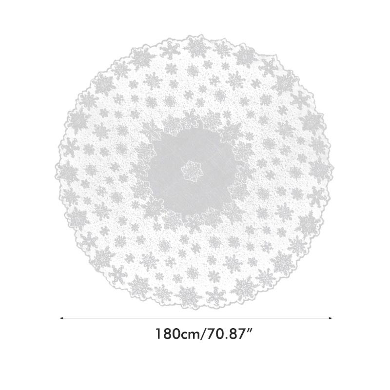 Christmas Lace Snowflake Pattern White Tablecloth (Round) 180cm Diameter