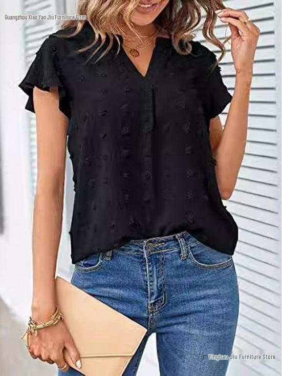 European and American Women's Ruffle Chiffon Summer Shirt